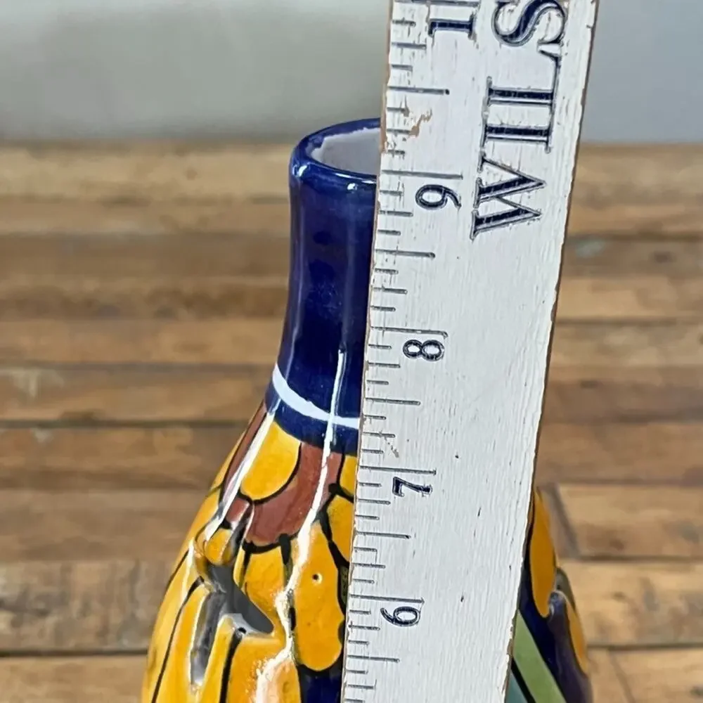 Mexican Talavera Chamberstick Candle Holder 2 Piece 9
